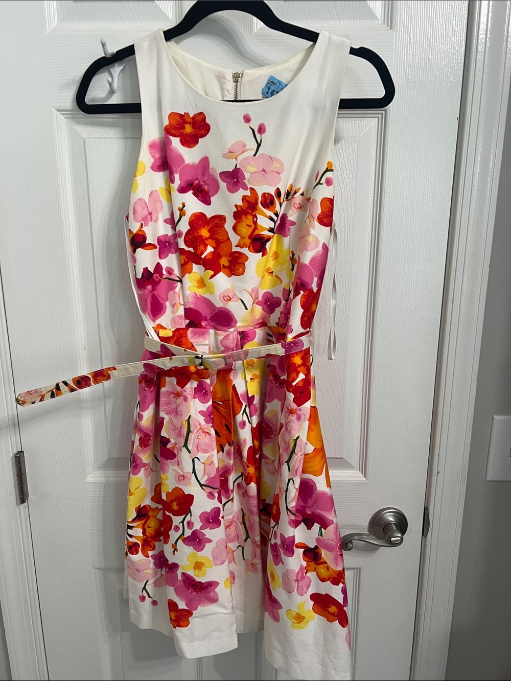 Eliza J Sleeveless Floral Fit-and-Flare Dress, Size 8